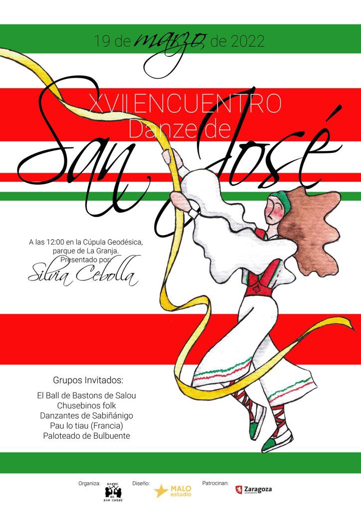 ¡Regresa el Encuentro de Dances de San José! Contaremos con la participación del <a href="/balldebastons/">balldebastons</a> de Salou, Chusebinos Folk, Danzantes de Sabiñanigo, Pau Lo Tiau (Francia) y el Paloteao de Bulbuente, todo ello conducido por la presentadora <a href="/CharrinCharran/">Charrín charrán</a> <a href="/silviacebolla/">Silvia Cebolla</a>