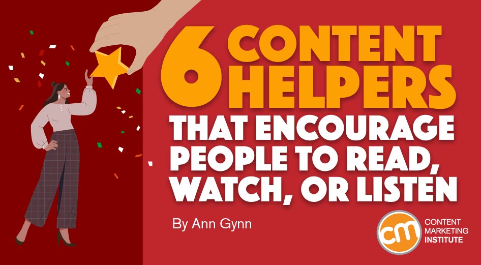 marketinghuddle's tweet photo. 6 Content Helpers That Encourage People To Read, Watch, or Listen https://t.co/1d6SyrOECj https://t.co/qbEAsmT6Ih