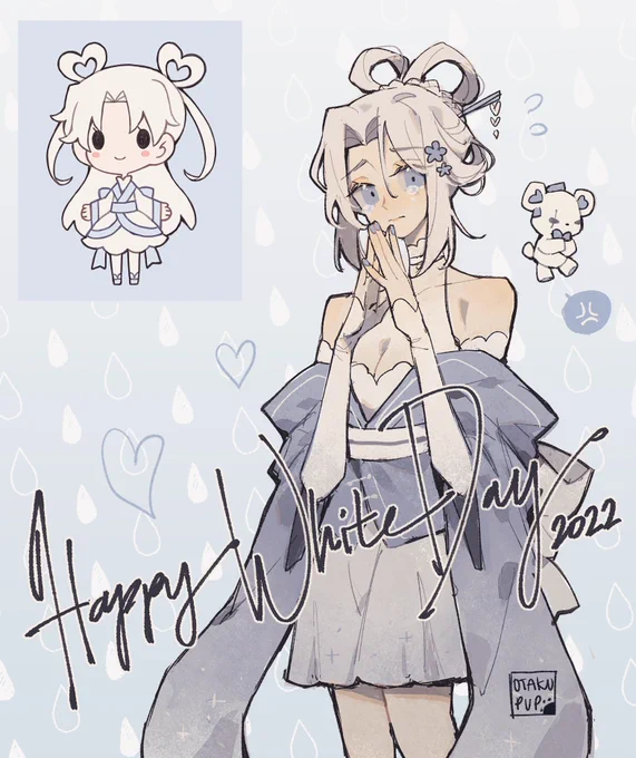 HAPPY WHITE DAY!!!
Here's the revamp version of my white day OC ^^ She is a crybaby when it comes to love and has a big crush on valentines  #otakupup 