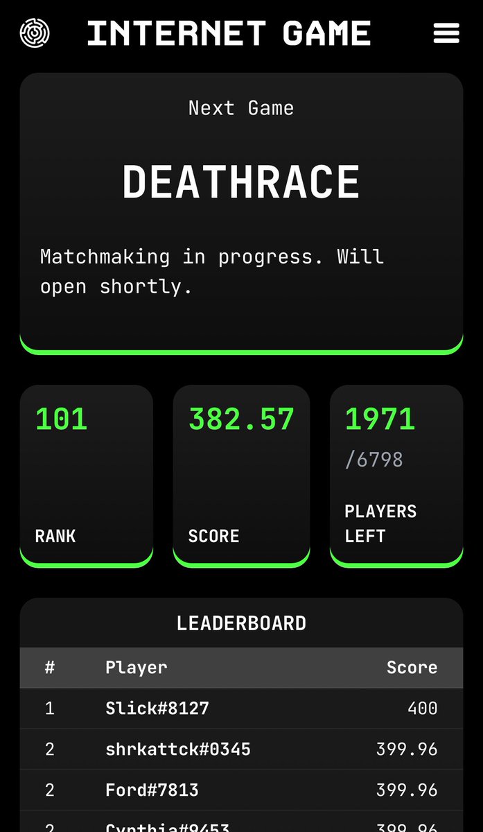 wrldbuilder's tweet photo. Pumped for game 5 of #internetgame. Been overall a great success so far and excited to see what @internet__game brings for the final game. Gl to everyone else in it https://t.co/yHSsOEDF2r
