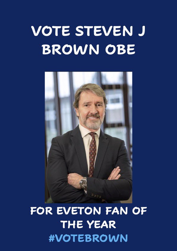 EfcCentral_'s tweet photo. I can confirm I have officially endorsed @SteveBrown_sb for Everton Fan of the Year I canโt think of anyone more deserving of this prestigious honour #VoteBrown https://t.co/K6EWG6bjsC