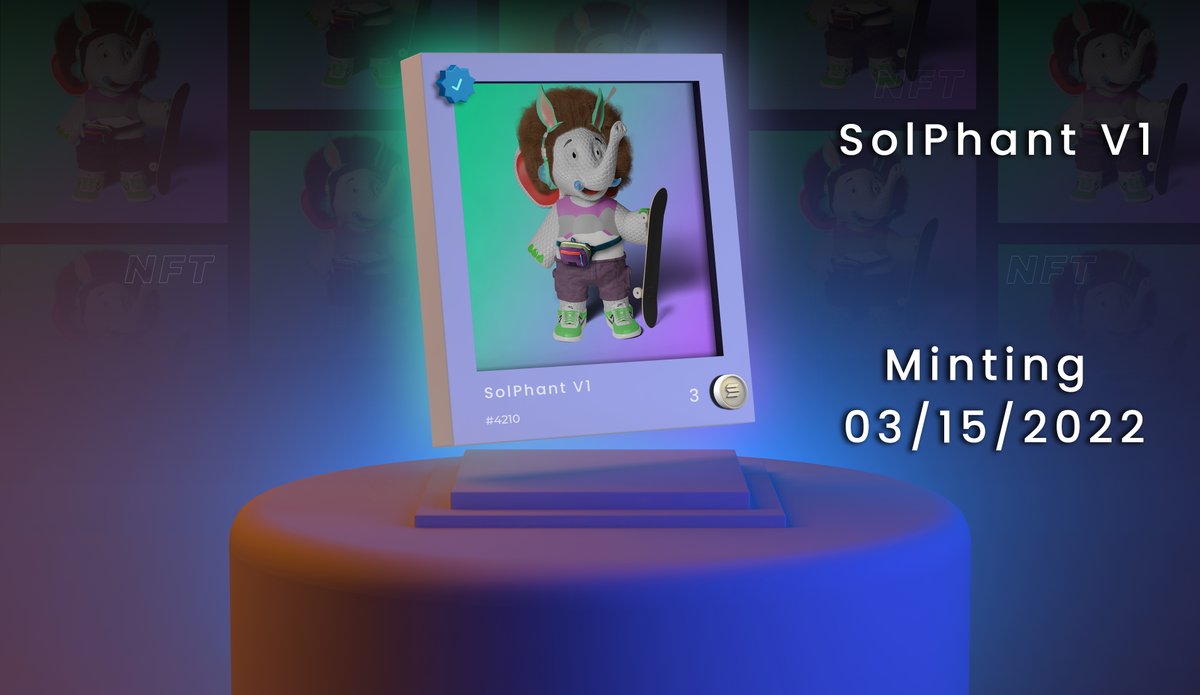 wecap_io's tweet photo. In 7 hours you can start minting SolPhant NFT.
If you have not WL yet here is the form
https://t.co/SIOpjGVpvM

If you want to know more about the project please join
discord: https://t.co/OLUEim09Ke

To those who have WL tokens this is the site:
https://t.co/zt70oid60Y

#Solana https://t.co/ky36ywRPUh