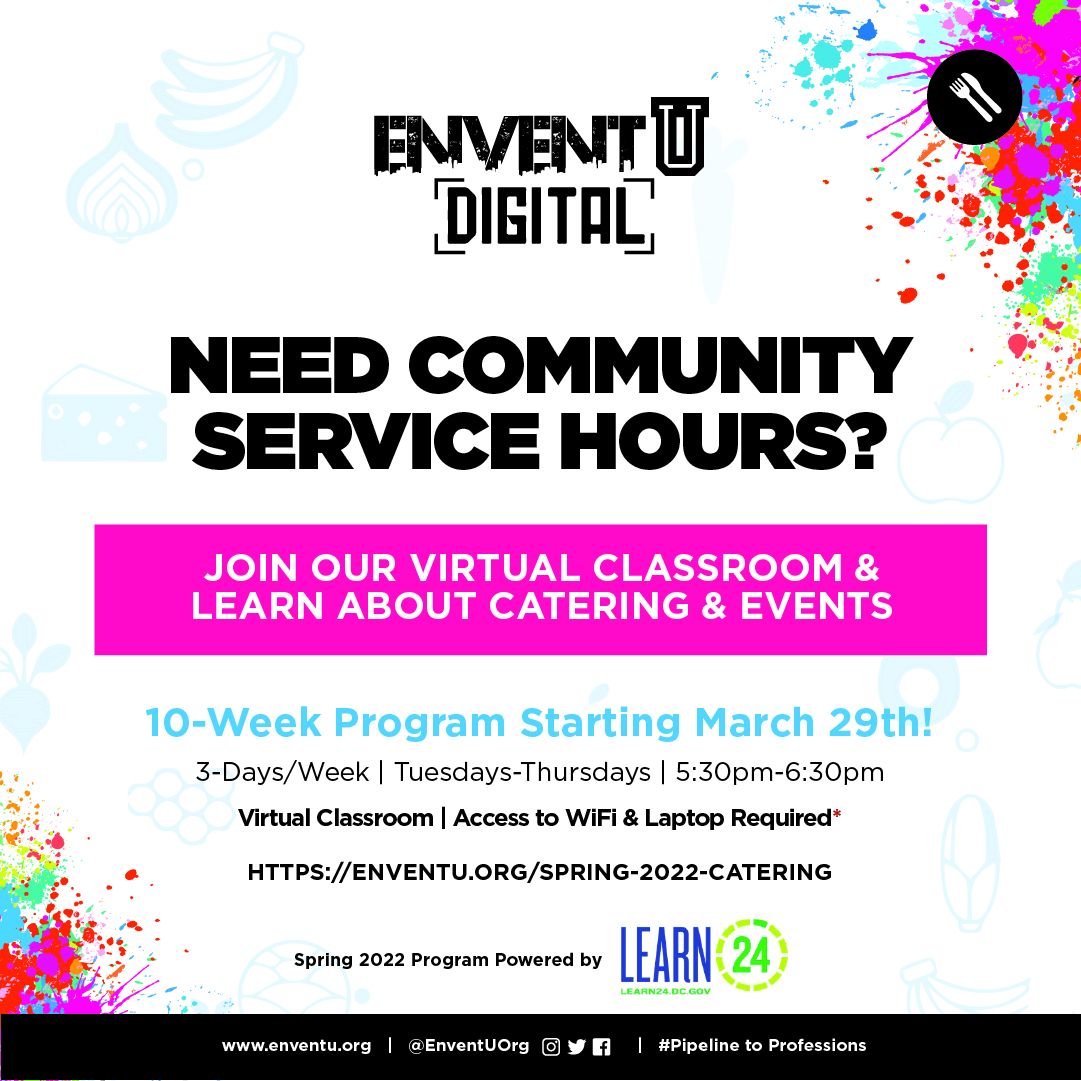 EnventUOrg's tweet image. NEW START DATE!! EnventU Digital returns March 29, with our 2022 Spring Catering Program! There’s still space available for new students, check the link for more info &amp;amp; registration details. #enventu #pipelinetoprofessions #eventsindustry #eventprofs #catering