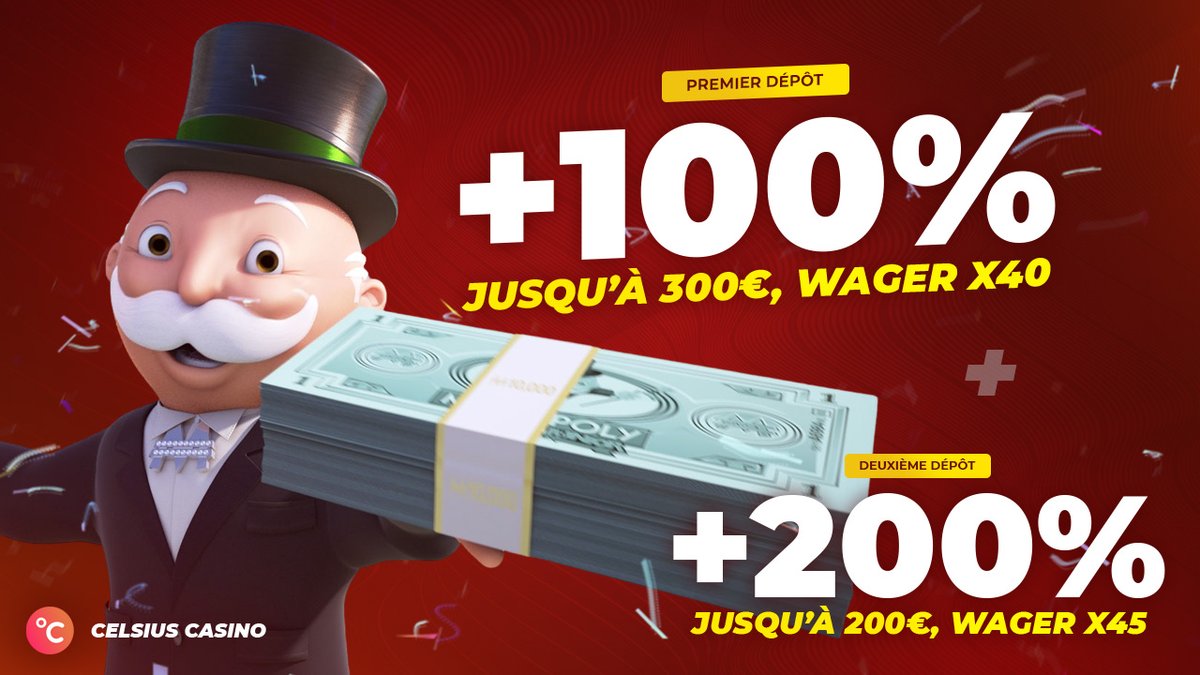 Shadow_Bonus's tweet photo. 🍀OFFRE CELSIUS

🤙Toi aussi, fais parti des milliers qui jouent sur Celsius En passant par le lien ci-dessous, tu peux obtenir :

• +100% sur un premier dépôt, jusqu'à 300€
• +200% sur un deuxième dépôt, jusqu'à 200€

🔞Réservé à un public majeur
➡️https://t.co/5q925pYjNr https://t.co/NuHSuV8PL1