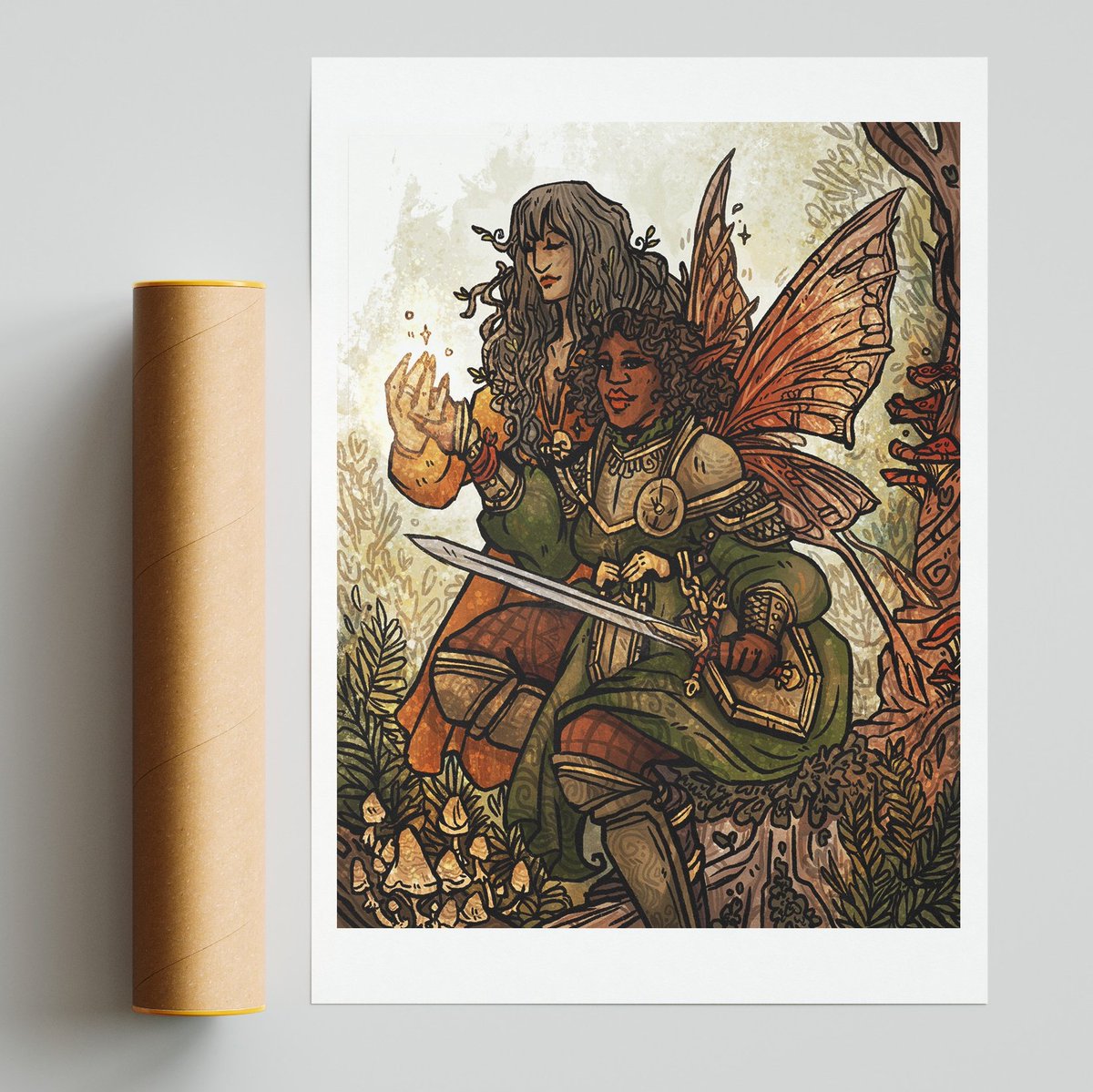 SaraZunda's tweet photo. 🧡✨ Print sale is live! Fantasy dnd characters, fairies, folklore, and more! All hand signed with a ton of sizes and includes free shipping to the US! Link below! https://t.co/YiT1jF0alw