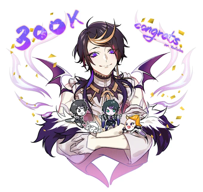 #YaminoArt 
Shuuueyyyyyyyy 300K!💜 