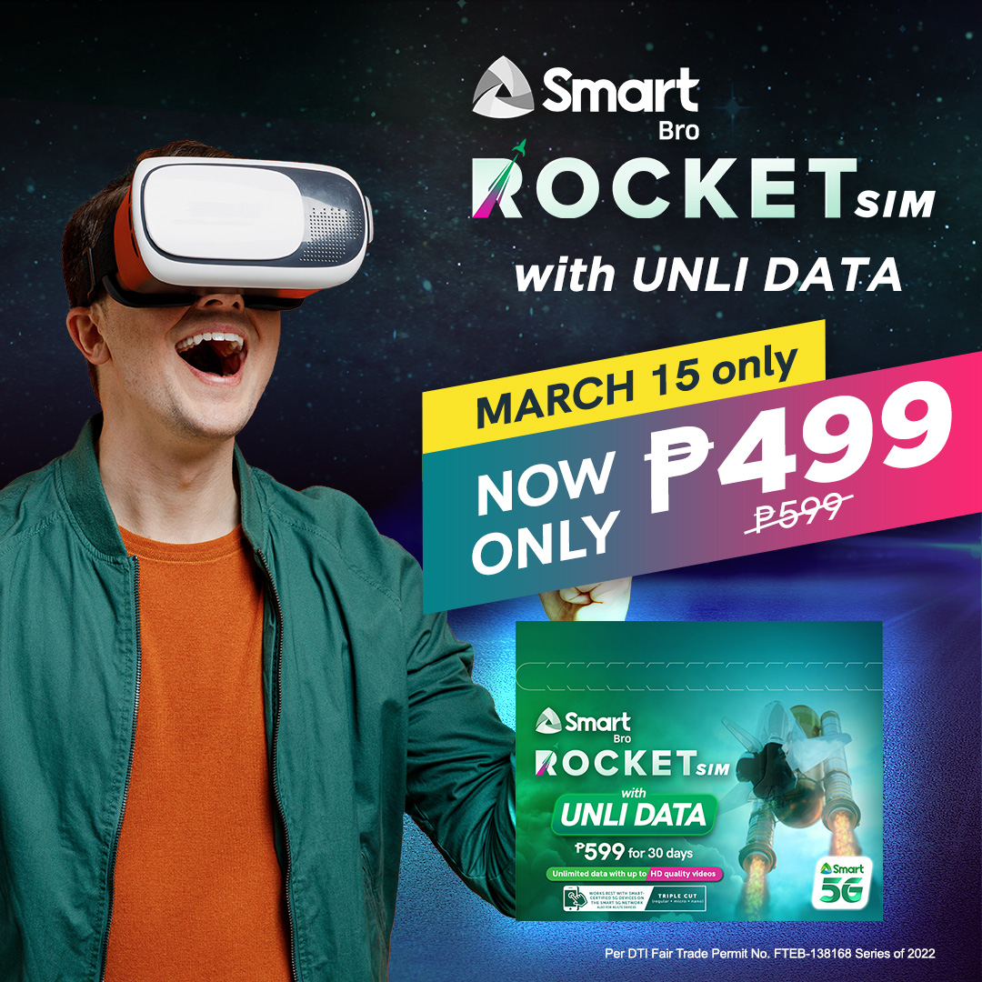 LiveSmart's tweet photo. One more chance to grab P100 OFF #RocketSim 599. Don’t miss it this time around! 🚀
Get yours now at the Smart Online Store: https://t.co/IcgDXAEorl. Also available in Smart Retail Stores nationwide. https://t.co/yhyR2YlB5N