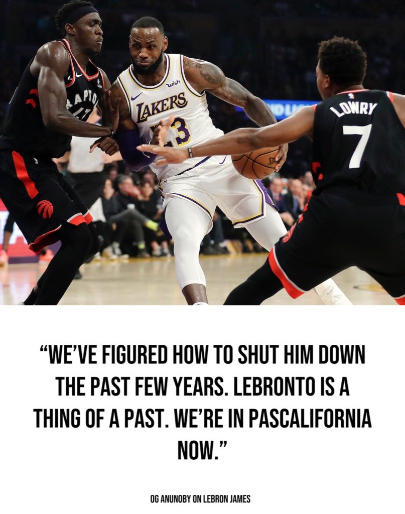 BallsackSports's tweet photo. The Raptors have STRONG words for LeBron. OG Anunoby says Nick Nurse has “figured” LeBron out. https://t.co/n8zHkYa5wr