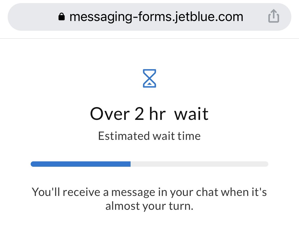 _jruss_'s tweet photo. This is ridiculous… @JetBlue DO BETTER! Phone hold times range btw 2-4 hrs. Issue with my flight that your website says I need to call. You tell me it’ll be faster via “message” and it has been 4 hours and still I have 2 more hours to wait?!? Unacceptable behavior! https://t.co/70N9QFFPXf