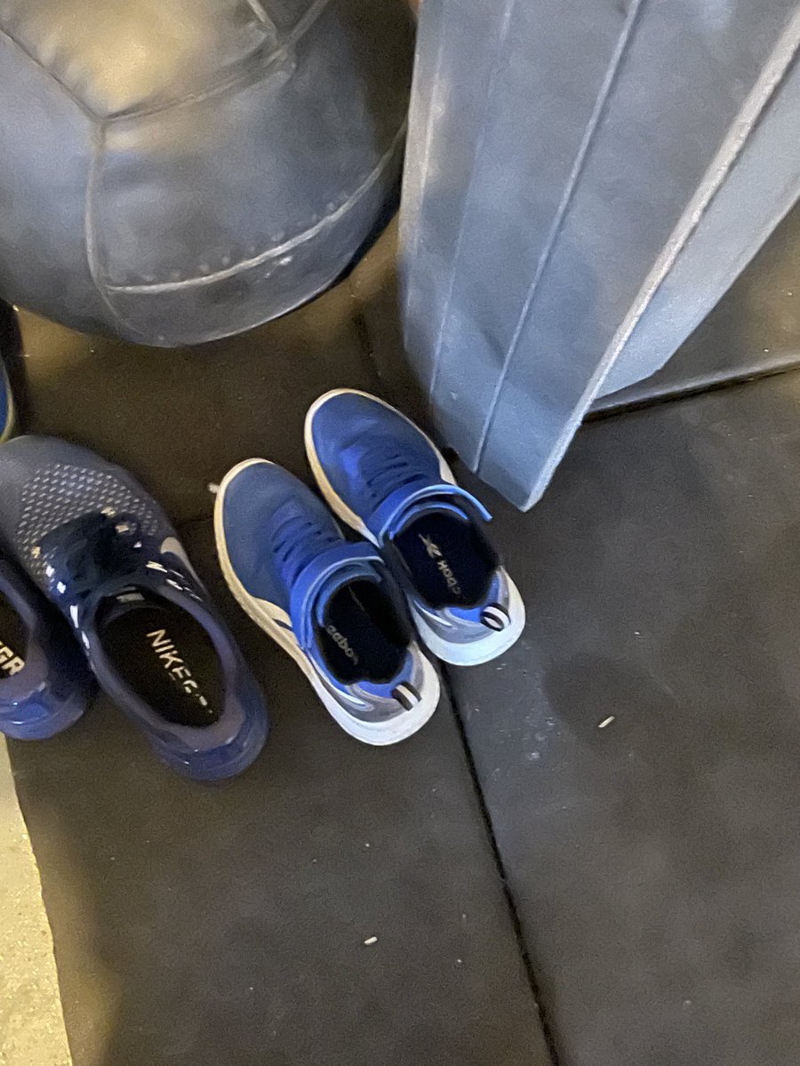 I used to do a lot of CrossFit. Then I had kids. My 7 son has been ‘working out’ with me recently and tonight asked to leave his shoes next to mine in the gym. All he wants is to be like his dad and all I have to do is give him time/attention and watch him grow. #theygrowquick