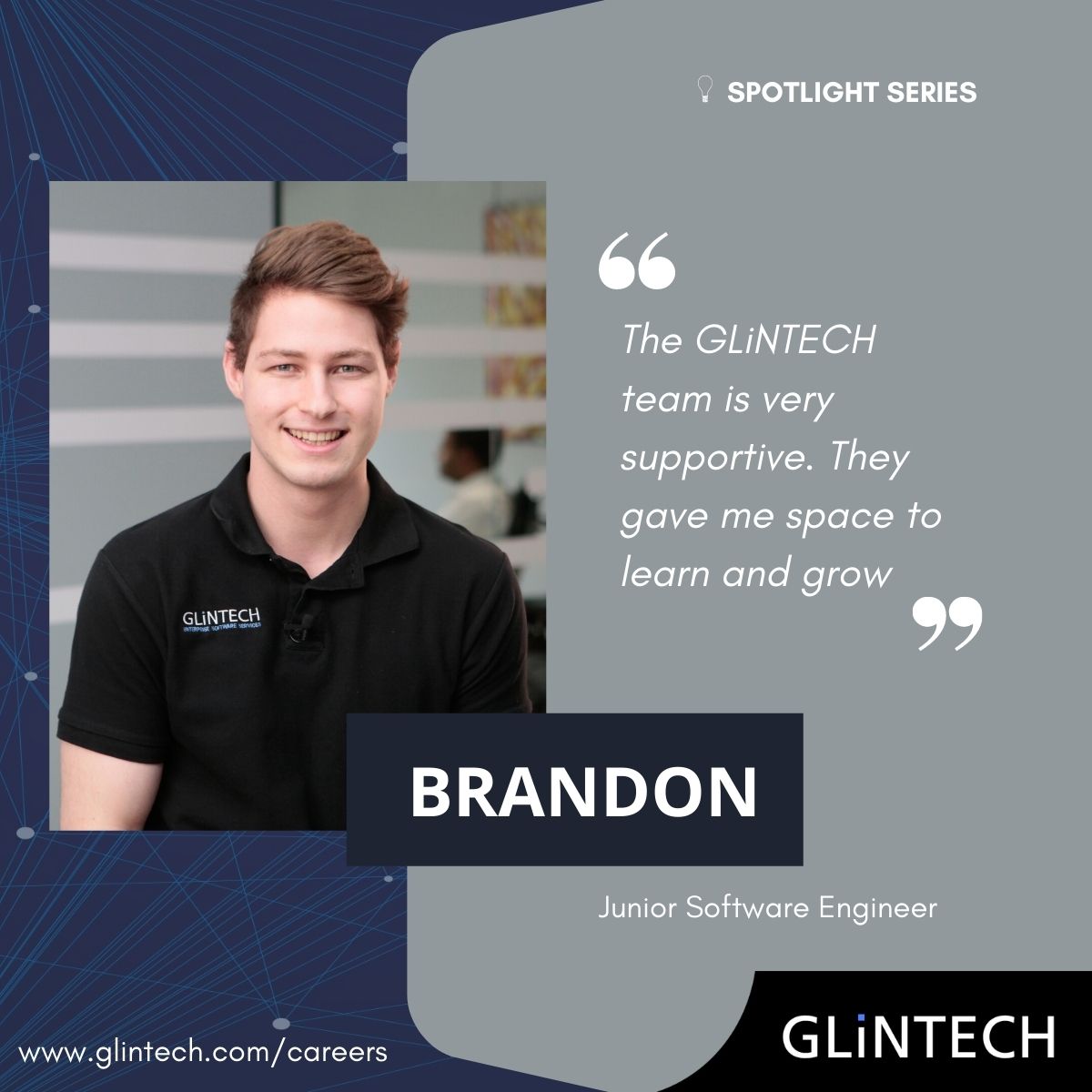 GLiNTECH's tweet photo. Looking to take your career to another level? We are always on the look out for talent to join our award winning team.
Apply now: https://t.co/oTymIvcH05

#employeespotlight #glintech #hiring #jobopportunities #career #growth #openjobs https://t.co/apiRMjVodA