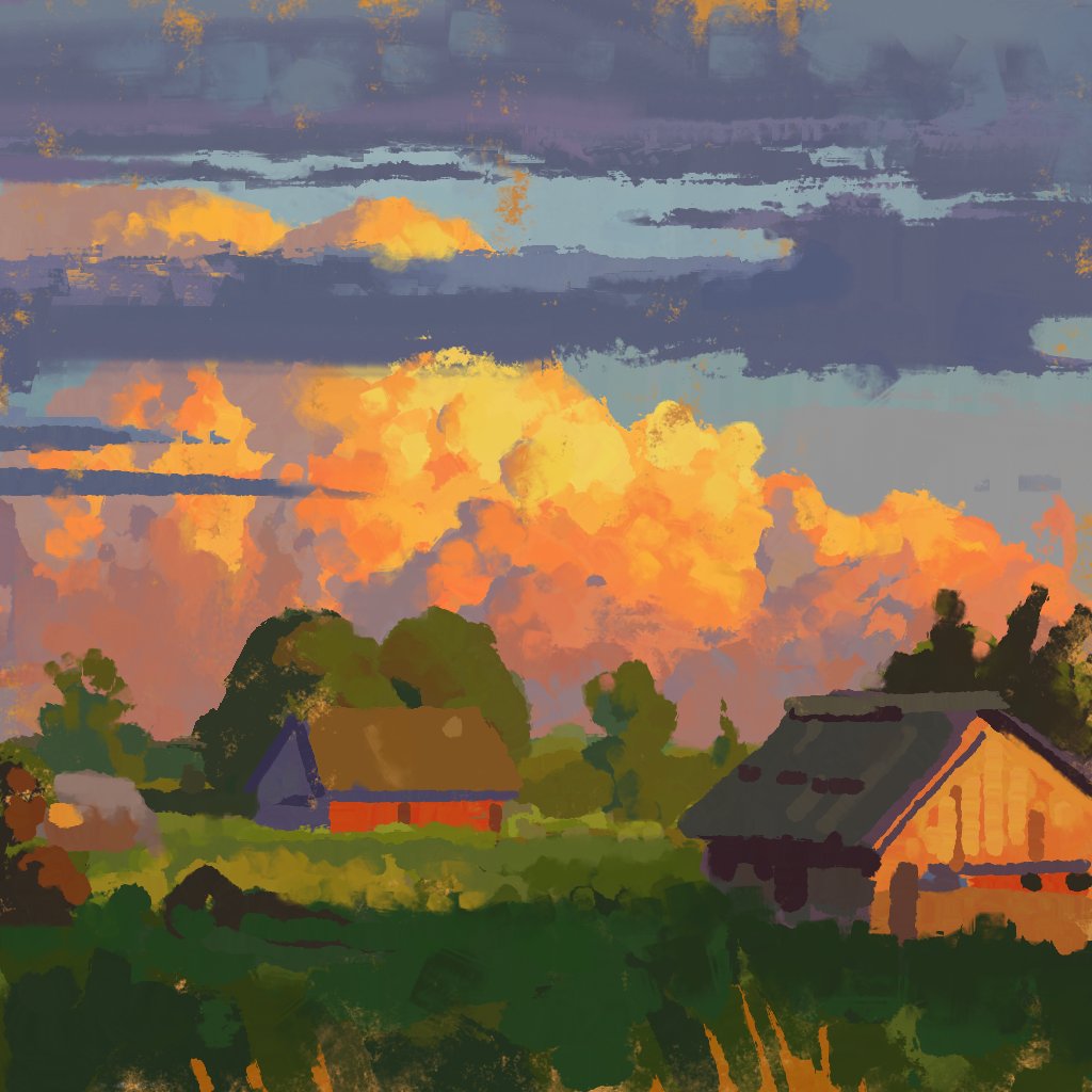 13/30 Daily Painting Studies - Squeezing this one in for the day! I'm not lazy, I just ran out of time 😴
 #Cloud #illustration #painting #pleinair