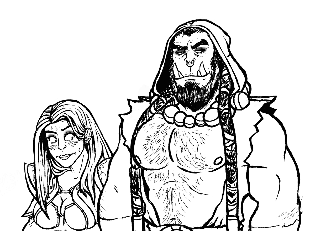 shamanofthewild's tweet photo. All of Azeroth's most important figures are gathered for a once in a life time occasion and -certain- people cannot let go of the past. Not when the past is so...muscular and...strong...
#thraina #thrall #jaina #warcraftart #orc https://t.co/3OMNqfkC4K