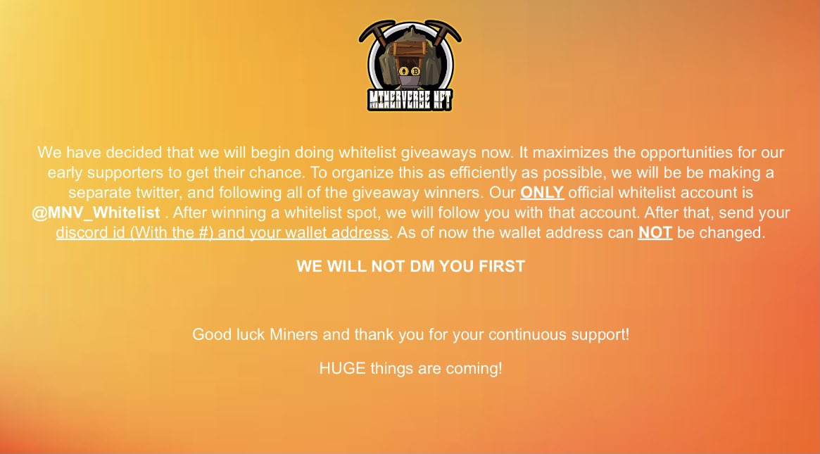 🚨Announcement🚨 <a href="/MNV_NFT/">MinerVerse NFT</a>