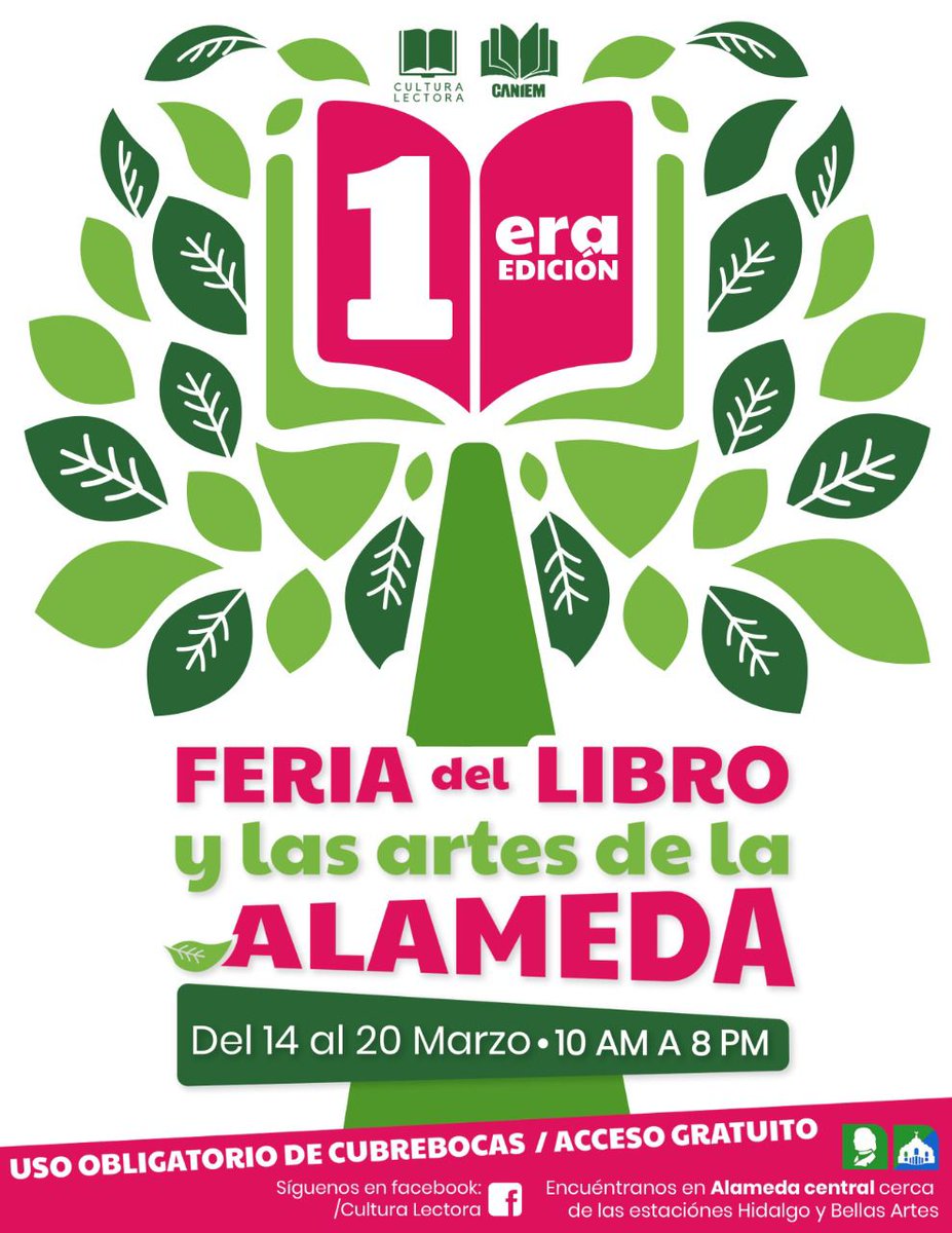 CANIEMoficial's tweet photo. Te esperamos en la Primera Edición de la Feria del Libro y las Artes de la Alameda en la Ciudad de México. https://t.co/4oXvjkpxUF