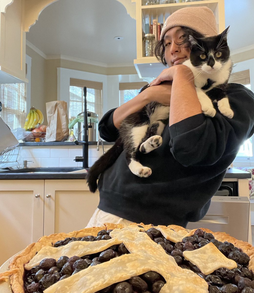 DucThu82's tweet image. A blueberry Pi pie for the books! Happy #pidaypie to Core Team member @eddiemyguy and his tuxedo🤵cat