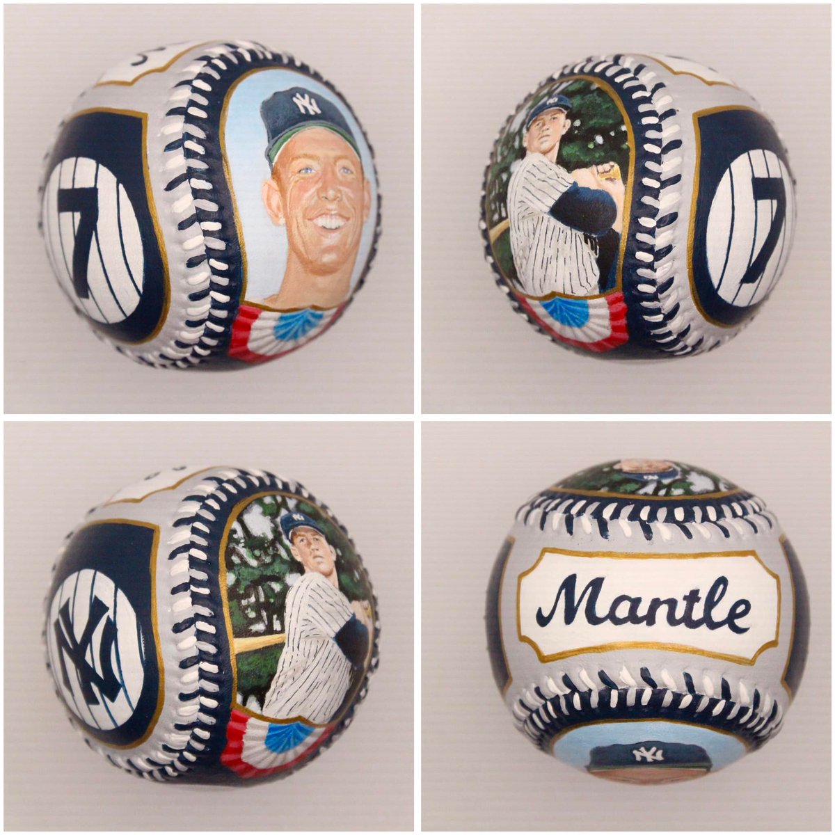 AgFredricksen's tweet photo. Mickey Mantle hand painted ball- Commissioned. 
@Yankees @MLB #Yankees #NY #MickeyMantle #baseball #baseballart #NYYankees #mlb #vintagebaseballcards #cardcollecting https://t.co/GXv4SBYRmu