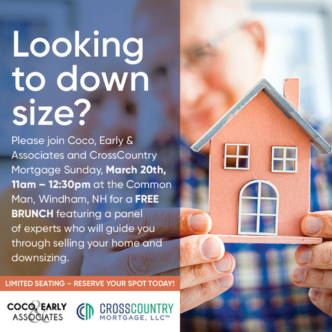 RapsonRENH's tweet photo. Looking to down size? Know someone that is looking to down size? 

Please join us this Sunday (March 20 from 11 to 12:30) at the Common Man in Windham NH to hear from our panel of experts &amp; enjoy a complimentary brunch!

#downsizing #timetosell #homesales #emptynester https://t.co/oBIEhpvuBE