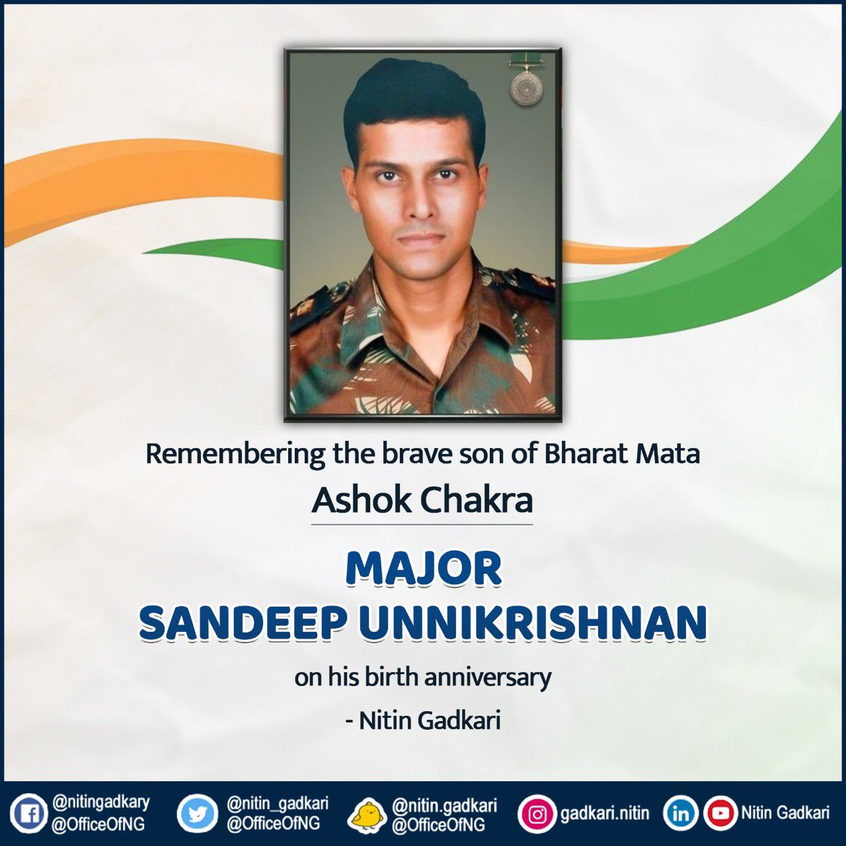 Remembering the brave son of Bharat Mata Ashok Chakra Major Sandeep Unnikrishnan on his birth anniversary.