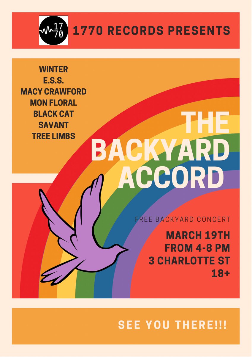 THE BACKYARD ACCORD. MARCH 19TH. CHARLESTON, SC. SEE YOU THERE🌞
