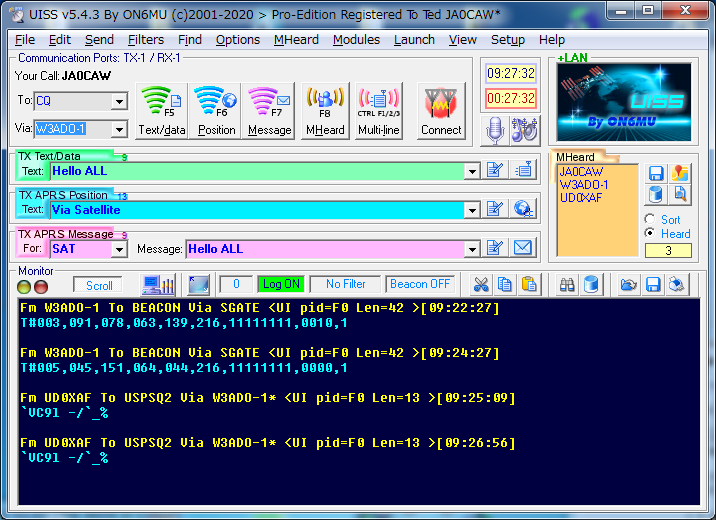 JA0CAW's tweet photo. NO-44 (PCSAT) 00:15 UTC  1K2 Packet ON over Japan #pcsat #aprs #amsat https://t.co/kp82A4OfOT