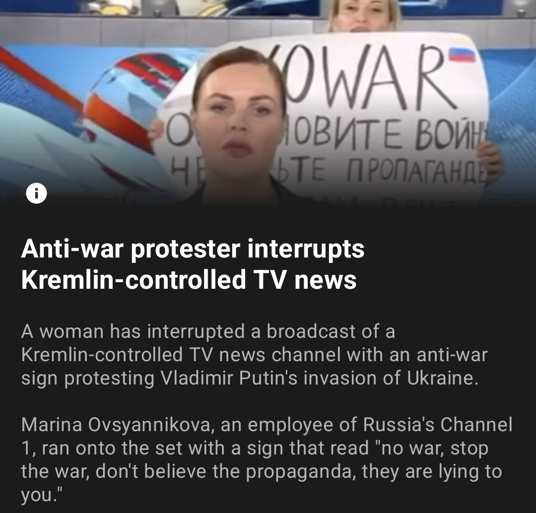 Ghostface5008's tweet photo. Finally it takes a woman to make a stand against the #Hitler #Scum #Putin haha the #FSB are coming #Putin then the army then the people, cheers whole the world watches you snd cabinet of criminals are hung in #Moscow cowards #Moscowprotests #Ukraine #FreedomWillWun #Gohome https://t.co/jHz8TrHSrP