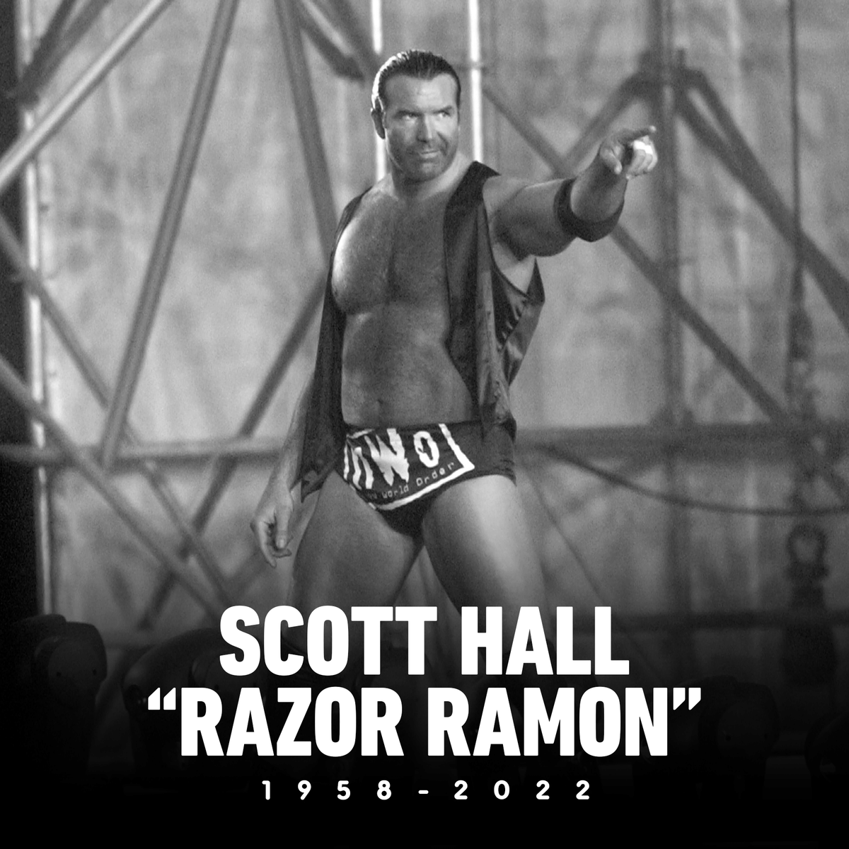 IGN's tweet photo. BREAKING: Wrestling legend Scott Hall, known as one of the founding members of the nWo alongside Hulk Hogan and Kevin Nash, passed away at the age of 63 following complications from a medical procedure. https://t.co/e8uWEPf4Hu