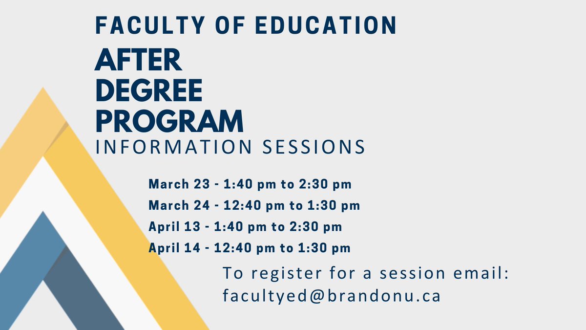 Did you miss the first round of After Degree Information Sessions?
Don't worry, there are 4 more 😍

✅Make sure to email facultyedgrad@brandonu.ca to register!