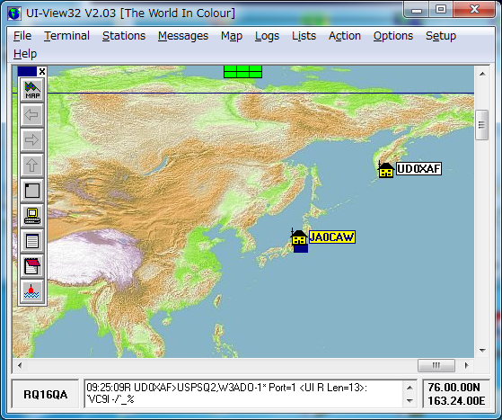 JA0CAW's tweet photo. NO-44 (PCSAT) 00:15 UTC  1K2 Packet ON over Japan #pcsat #aprs #amsat https://t.co/kp82A4OfOT