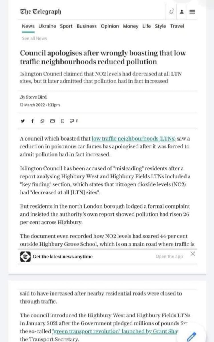 #IslingtonCouncil forced to admit they lied. And then forced to apologise.
LTNs cause more pollution.