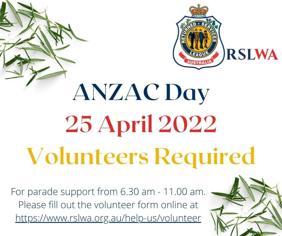 Please help us this ANZAC Day! You can sign up to volunteer here lnkd.in/gEyjaeRA

#Volunteer #ANZACDay #Veterans #commemoration #Perth
