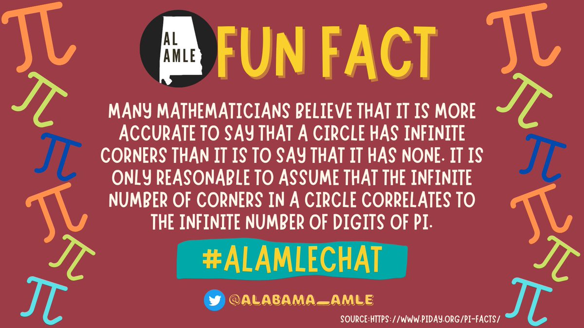 alabama_amle's tweet image. Fun Fact #7 — Infinite numbers of corners in a circle = infinite numbers of digits in #Pi! 

#ALAMLEchat #ALAMLE