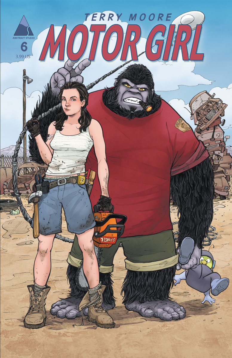 M00NLIGHTSTUDI0's tweet photo. A girl & her gorilla. One of the most unexpected & unequalled stories from @TerryMooreArt A Marine wounded in war trying to deal with what life is throwing at her. And there's aliens #MotorGirl #SamAndMike #AbstractStudio #FiveYears #SiPXXV It's a damned masterpiece is what it is https://t.co/F0fIX6vf6L