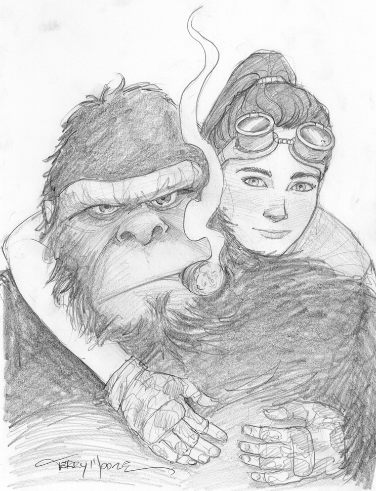 M00NLIGHTSTUDI0's tweet photo. A girl & her gorilla. One of the most unexpected & unequalled stories from @TerryMooreArt A Marine wounded in war trying to deal with what life is throwing at her. And there's aliens #MotorGirl #SamAndMike #AbstractStudio #FiveYears #SiPXXV It's a damned masterpiece is what it is https://t.co/F0fIX6vf6L