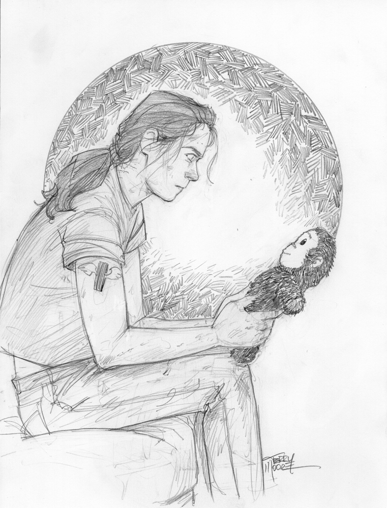 M00NLIGHTSTUDI0's tweet photo. A girl & her gorilla. One of the most unexpected & unequalled stories from @TerryMooreArt A Marine wounded in war trying to deal with what life is throwing at her. And there's aliens #MotorGirl #SamAndMike #AbstractStudio #FiveYears #SiPXXV It's a damned masterpiece is what it is https://t.co/F0fIX6vf6L