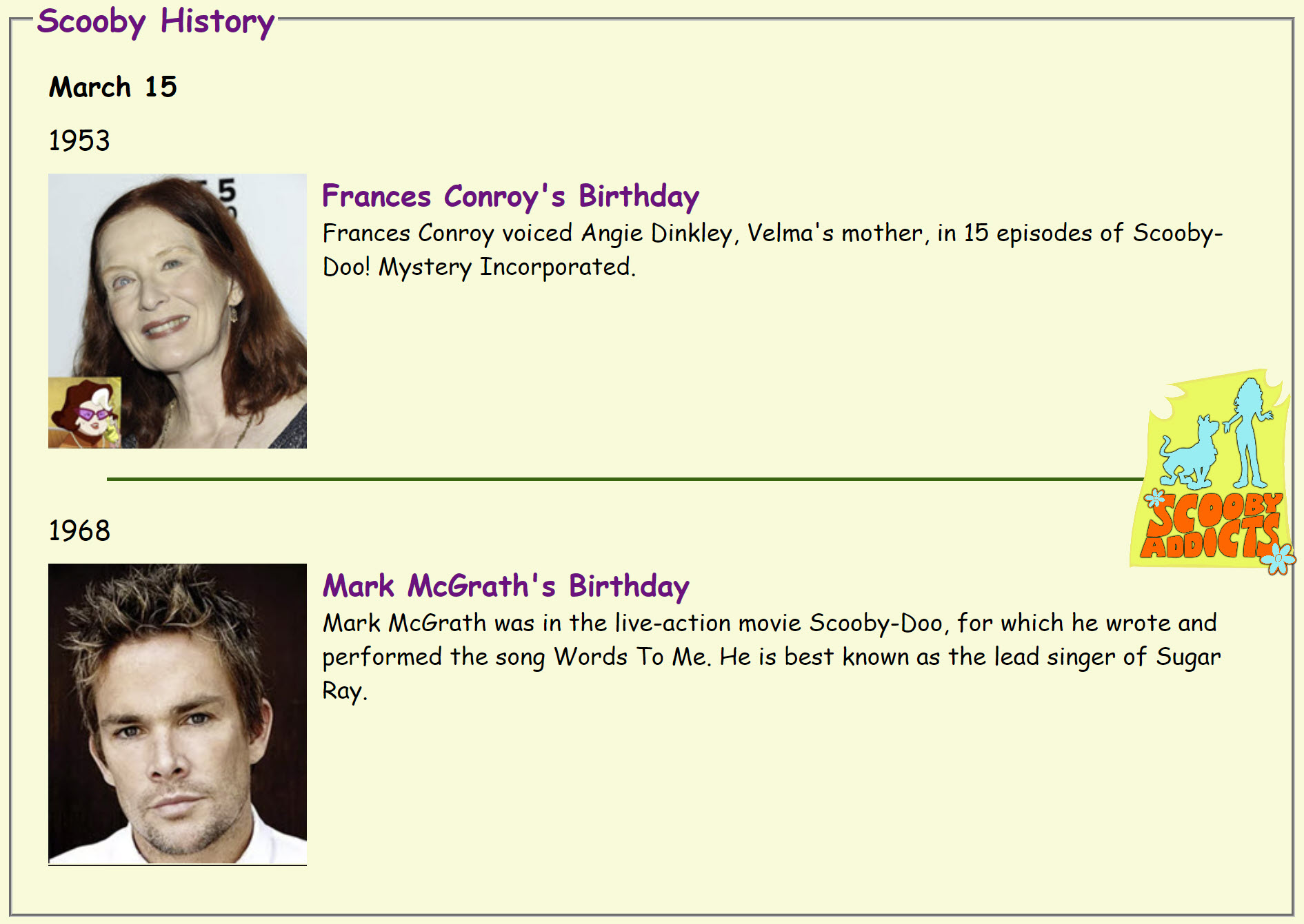  Happy Birthday to Frances Conroy and Mark McGrath     