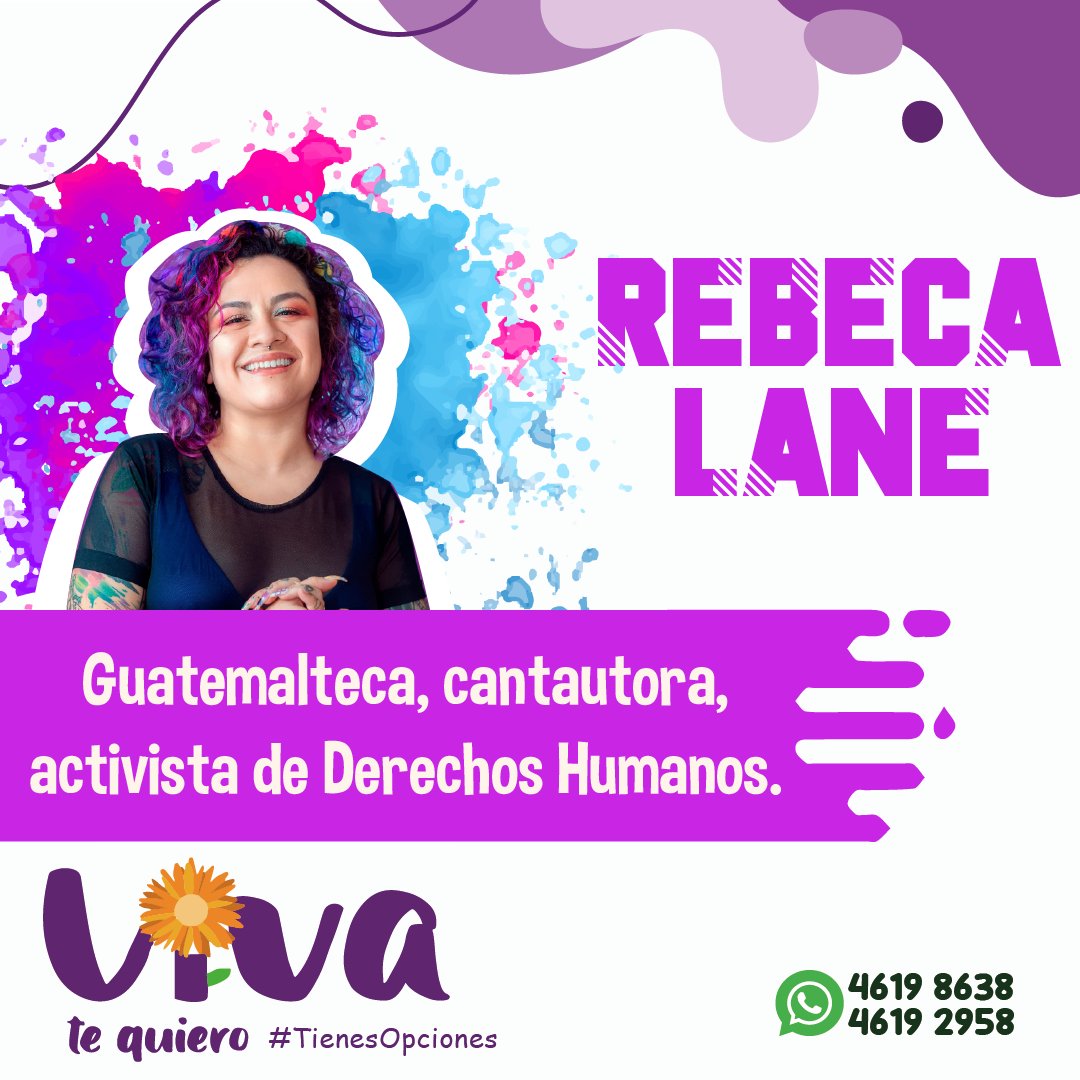 vivatequierogt's tweet image. @RebecaLane6  a través de su música hace llegar mensajes en pro de los Derechos de las Mujeres, reconocida a nivel nacional e internacional. 

#VivaTeQuiero
#TienesOpciones
#MesdelaMujer
#NoALaViolencia
#MujeresValientes