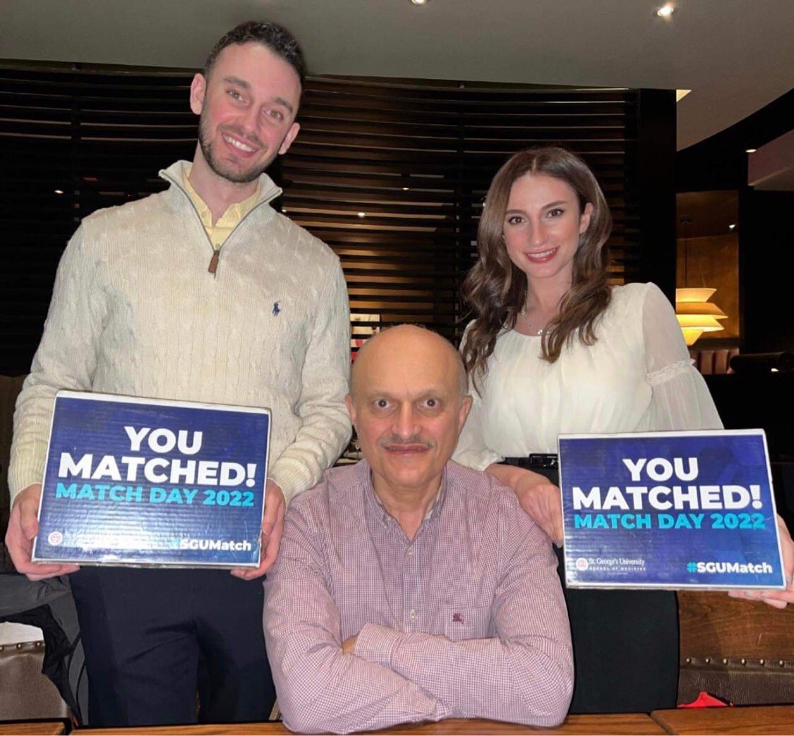 tweetsuha's tweet photo. 36 yrs ago our father left his home in Iraq and built us a good life based on sacrifices &amp; hard work. It led us to become 🇨🇦 immigrants in 1999. Today was #match2022 and his birthday, and he is now a proud father of 2 doctors. I am so proud of my brother &amp; sister! 🎉 #SGUmatch https://t.co/doJenO0y5n