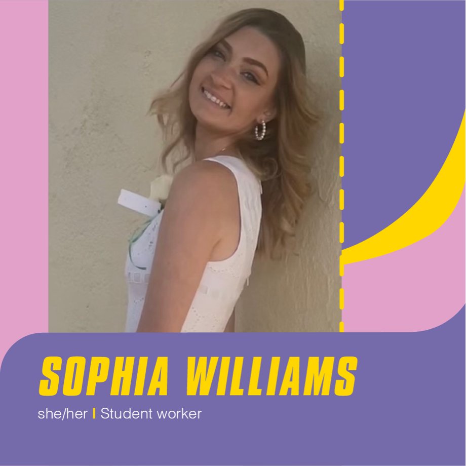 VIPCenter_SU's tweet photo. Meet Sophia Williams, one of our student workers! Swipe through to learn more about Sophia's work with the VIP Center, and stay tuned for more staff features. https://t.co/kRFld3j0M8
