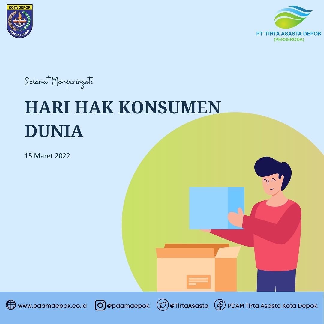 TirtaAsasta's tweet photo. Selamat Hari Hak Konsumen Sedunia! 

Hari Konsumen Sedunia merupakan momentum peningkatan pemahaman hak dan kewajiban konsumen, peningkatan kecerdasan dan kemandirian konsumen. https://t.co/Jn4e6kbZnk