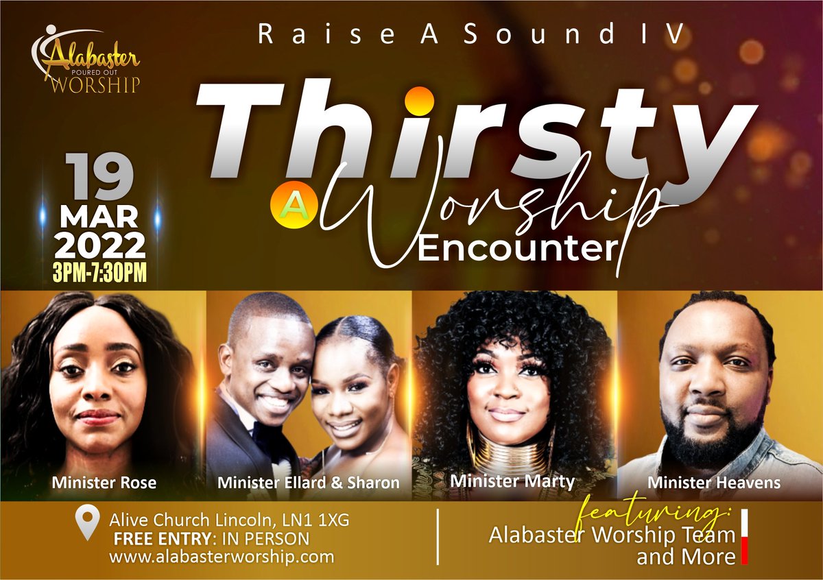 RoseMattM's tweet photo. ✨️✨️Calling ALL worshipers who are THIRSTY [Psalms 42:1] for more of God’s presence. Join us for this one of a kind IN PERSON Worship Encounter🙌🙌

✨️ONE VENUE-ONE SOUND-ONE AGENDA✨️

SIMPLY UNMISSABLE!See you there!
#AlabasterWorship #RaiseASound #PouredOutWorship https://t.co/K5VsrrpNlQ