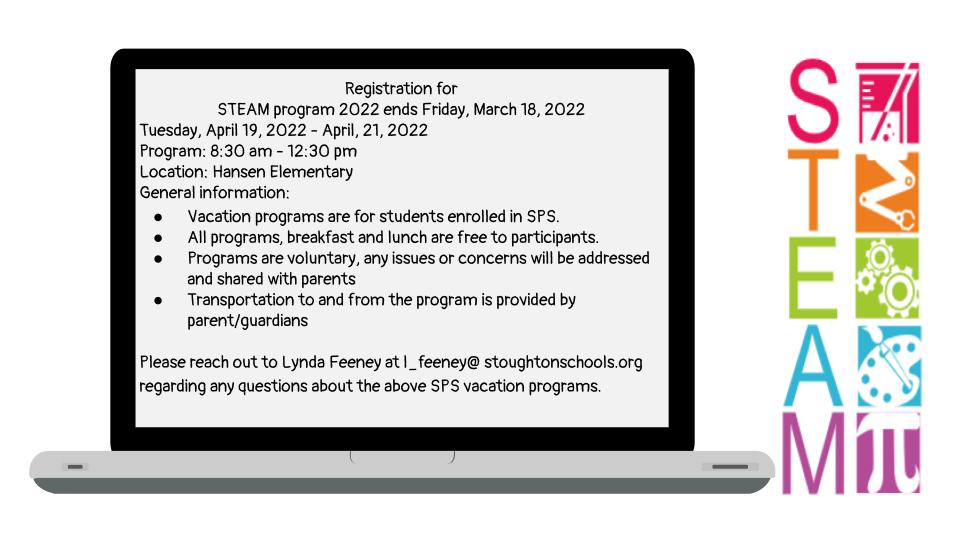 Update: April Vacation STEAM 2022 program