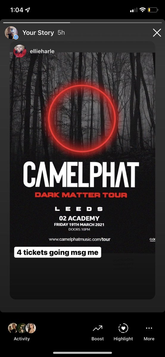 caitlinp0tts's tweet photo. Selling 4 Camelphat tickets, dark matter tour, Leeds 02 academy https://t.co/xN8Dt4hnT2