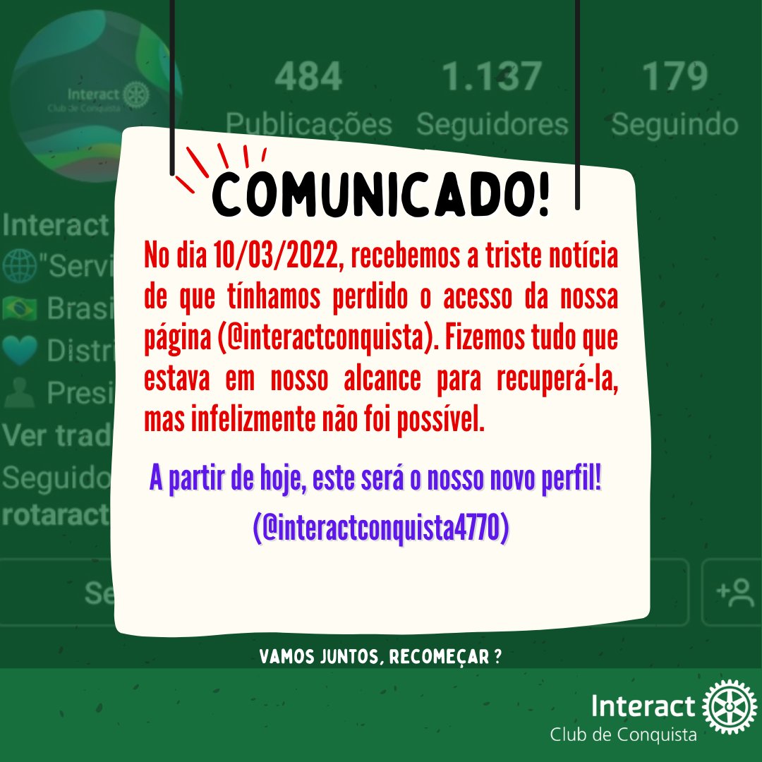 ClubConquista's tweet photo. No dia 10/03/2022, recebemos a triste notícia de que tínhamos perdido o acesso da nossa página. Fizemos tudo que estava em nosso alcance para recuperá-la, mas infelizmente não foi possível.
Contamos com vocês!!!
Sigam nosso novo Perfil: https://t.co/OY8RjuUnBR https://t.co/dfpMss8rZ2