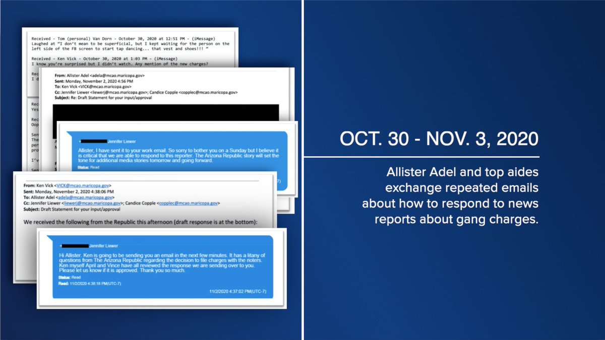 DaveBiscobing15's tweet photo. BREAKING: @ABC15 obtained never-before-seen texts, emails further connecting CA Allister Adel / top staff to false protest gang charges. 

They were included in newly-filed legal claims.

The messages also pull Councilman DiCiccio into the scandal. 

 https://t.co/hAxKYAwOgg https://t.co/XyzgsHUQ4b