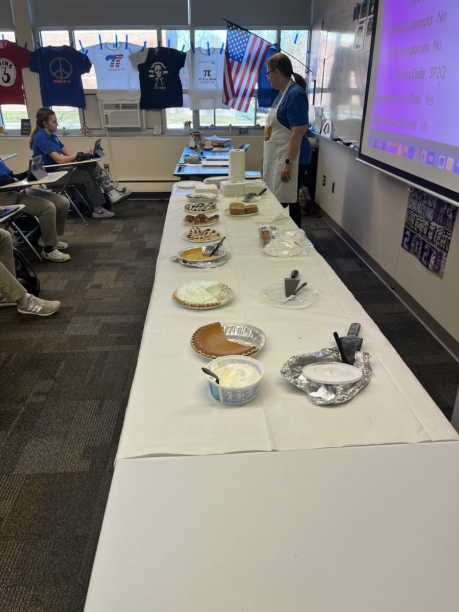 BCHS_Principal's tweet photo. Nobody celebrates #PiDay like Mrs. Gayle Mass! I could go on, but I don’t wanna repeat myself. #PiJoke https://t.co/m3ZjhOHqkY
