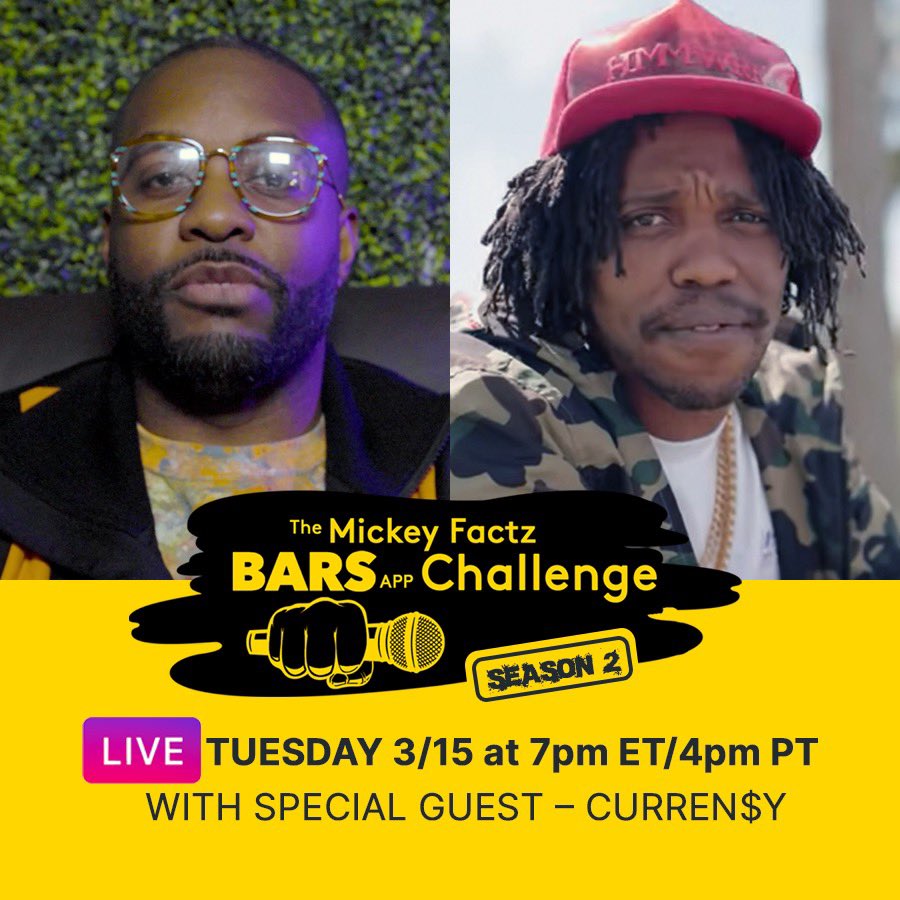 getbarsapp's tweet photo. Tune in tomorrow night for Episode 2 of the @MickeyFactz x #BARSapp challenge with special guest @CurrenSy_Spitta!
The BARS will be in the building tomorrow night! Come be part of the chat in Mickey’s IG Live!
Full episodes will be on YT and DSPs!
#MickeyFactzBARSappChallenge https://t.co/jI5criLZ2v