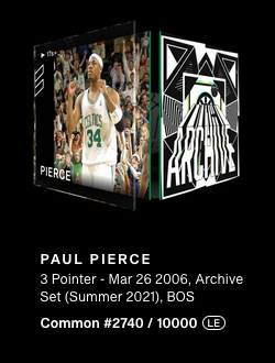 OnoMojave's tweet photo. Took 4 months but i finally completed it! The ever elusive Paul Pierce was the final moment i needed to push me over the top!! @TheArchiveClub Count me in!!! #NBATopShotThis https://t.co/CaIGMzbbKm