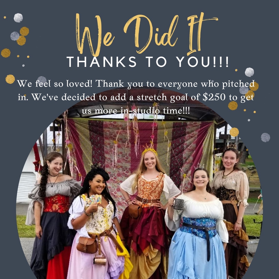 HarlotQueens's tweet photo. We hit our goal of 1k to record our first album of original music! Thank you to all of our fans! We might be new to Twitter, but check us out on fb/insta/tiktok! #Renaissance #bawdy #renfaire #rennie #rennies #wench #Instagram #NewMusic https://t.co/0a2eOWuw5F