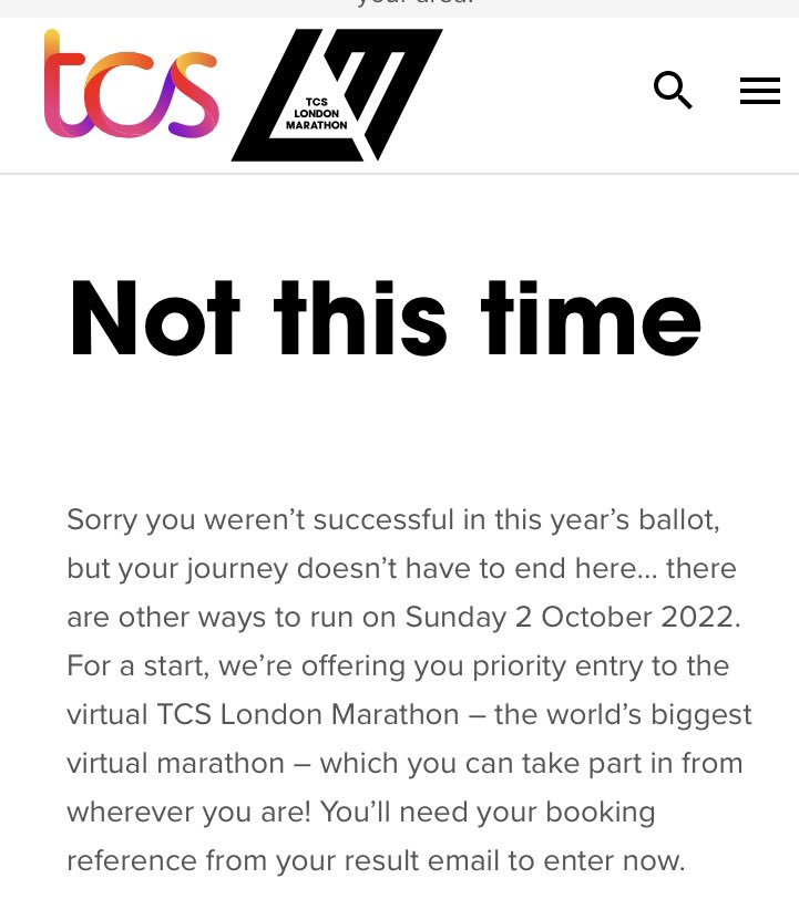 APequenoD's tweet photo. #notthistime #fiveyearsinarow #londonmarathonballot https://t.co/JbBOG675oo